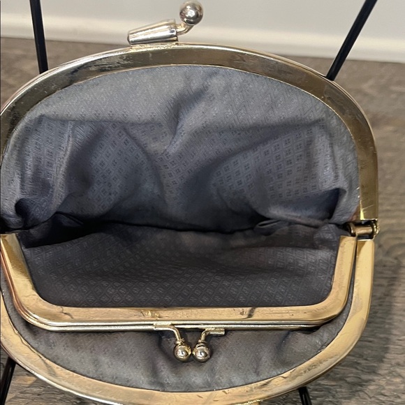 Vintage Gray Eel Skin Double Kiss Lock Coin Purse & Blk Eel Skin Checkbook Cover - Picture 6 of 15